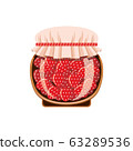Jar of strawberry jam on a white background 63289536