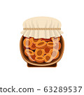 Bank of apricot jam on a white background 63289537