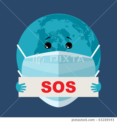 Earth in a gauze medical bandage. Epidemic. Virus. 63289543