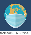 Earth in a gauze medical bandage. Epidemic. Virus. 63289545
