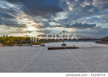 Pedestrian bridge over the Dnieper in Kyiv, Pedestrian bridge over the Dnieper in Kyiv, 63289754
