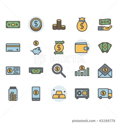 Money related icon and symbol set. 63289778