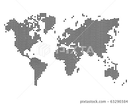 Dotted map of World. Halftone design. Simple flat vector illustration Dotted map of World. Halftone design. Simple flat vector illustration 63290384