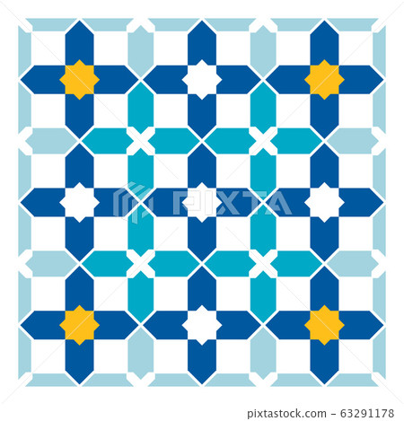 Colorful Arabic geometric ornament. 63291178