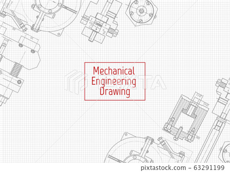 Engineering backgrounds. Mechanical engineering drawings. Cover. Banner. Technical Design. Draft. 63291199