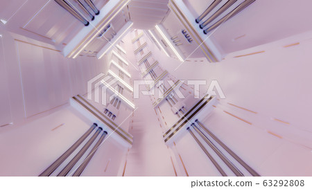endless futuristic sci fi tunnel 3d rendering illustration background 63292808