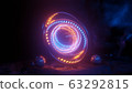 futuristic glass sphere in a cave 3d rendering illustration 63292815