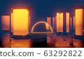 futuristic sci fi columns and a glass dome 3d rendering illustration 63292822