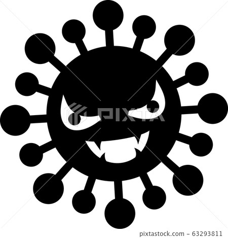 Bacterial fungus character Coronavirus cold flu Black and white Bacterial fungus character Coronavirus cold flu Black and white 63293811