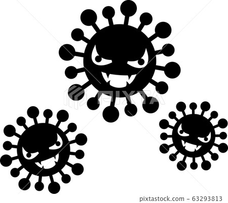 Bacterial fungus character Coronavirus cold flu Black and white Bacterial fungus character Coronavirus cold flu Black and white 63293813