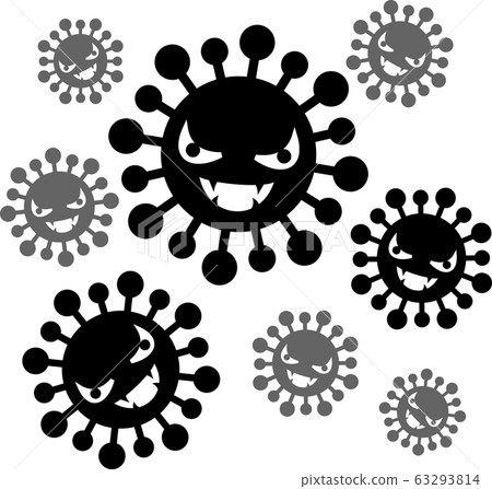 Bacterial fungus character Coronavirus cold flu Black and white Bacterial fungus character Coronavirus cold flu Black and white 63293814