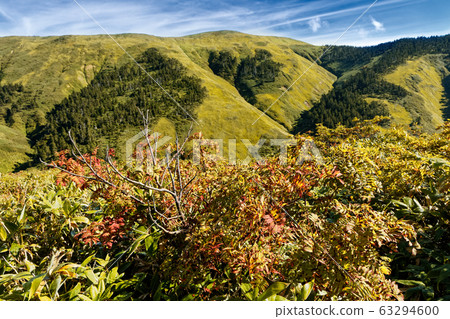 Fake winding machine with autumn leaves and winding machine mountain ridge line Fake winding machine with autumn leaves and winding machine mountain ridge line 63294600
