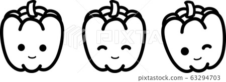 辣椒粉，胡椒粉，字符，蔬菜，黑色和白色線條藝術 63294703