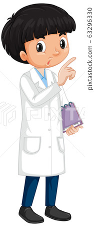 Boy with notebook on white background 63296330