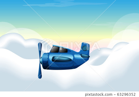 Scene with airplane flying in the sky 63296352