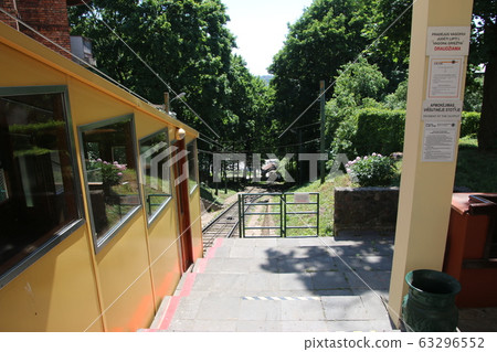 Kaunas cable car in front of Christ Resurrection Church Kaunas cable car in front of Christ Resurrection Church 63296552
