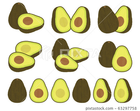 手繪風格可愛牛油果集 手繪風格可愛牛油果集 63297758