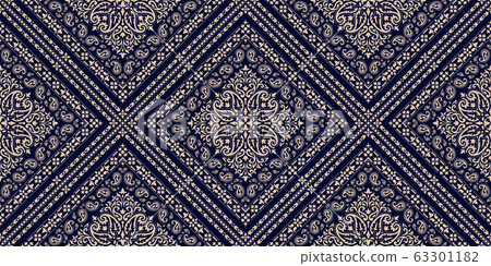 Rectangular seamless Bandana Print vector design for rug, carpet, tapis, shawl, towel, textile, yoga mat. Neck scarf or kerchief pattern design. Traditional ornamental ethnic pattern with paisley. Rectangular seamless Bandana Print vector design for rug, carpet, tapis, shawl, towel, textile, yoga mat. Neck scarf or kerchief pattern design. Traditional ornamental ethnic pattern with paisley. 63301182