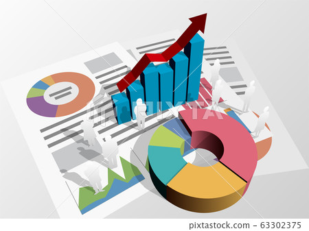 Vector illustration design layout three-dimensional graph statistical data silhouette with background 63302375