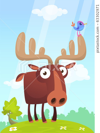 Funny cute cartoon moose character Funny cute cartoon moose character 63302971