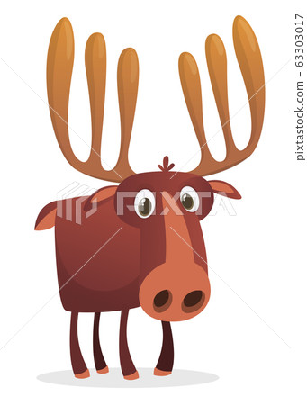 Happy cartoon moose.  Vector moose illustration 63303017