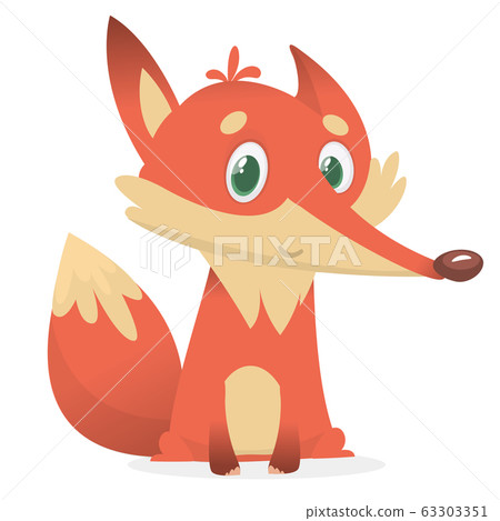 Funny cartoon fox. Vector illustration 63303351