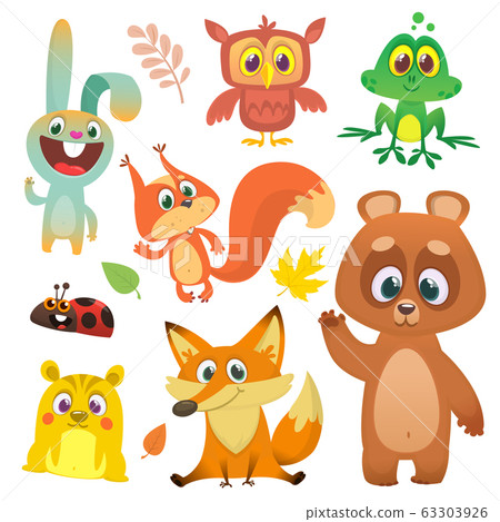 Cartoon woodland animals set. Vector illustration 63303926