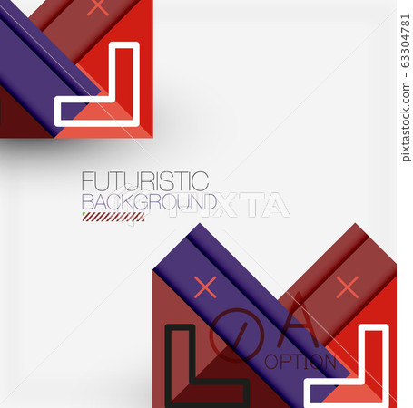 Abstract background, geometric business multicolored paper infographic - triangle frames for text, icons or graphics on light background with copyspace. Vector Illustration For Wallpaper, Banner 63304781