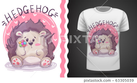 Cute hedgehog with flower - idea for print t-shirt 63305039