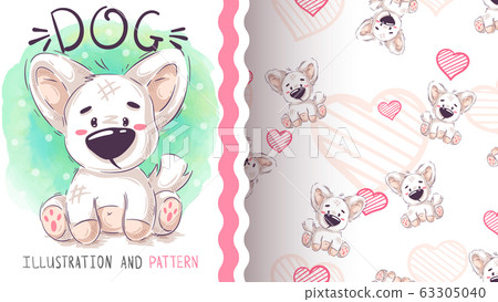 Cute teddy dog - seamless pattern 63305040