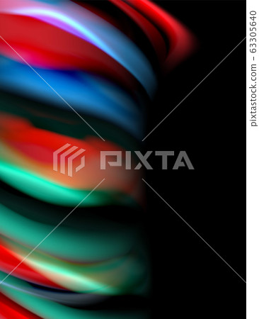 Silk smooth lines on black, liquid fluid color waves. Vector Illustration Silk smooth lines on black, liquid fluid color waves. Vector Illustration 63305640