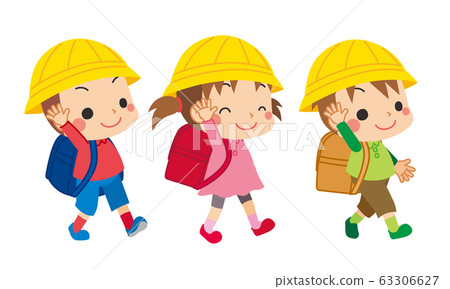 Cute elementary school student walking to and - Stock Illustration  [63306627] - PIXTA