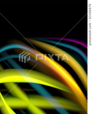 Silk smooth lines on black, liquid fluid color waves. Vector Illustration Silk smooth lines on black, liquid fluid color waves. Vector Illustration 63306876