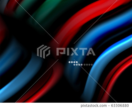 Silk smooth lines on black, liquid fluid color waves. Vector Illustration Silk smooth lines on black, liquid fluid color waves. Vector Illustration 63306880