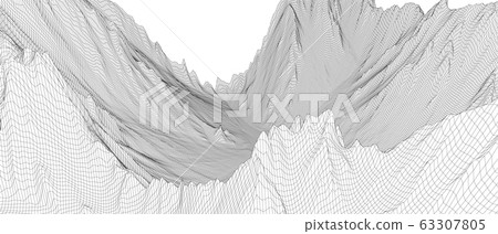 Abstract 3d wire-frame landscape. Blueprint style Abstract 3d wire-frame landscape. Blueprint style 63307805