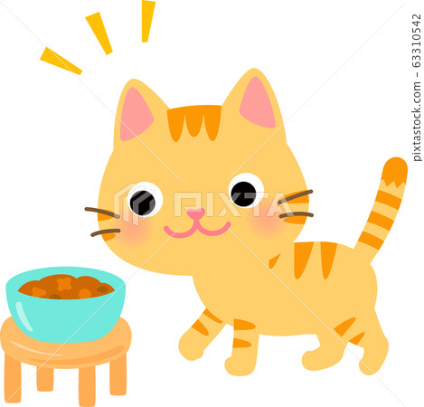 虎斑貓和板中的貓食 63310542