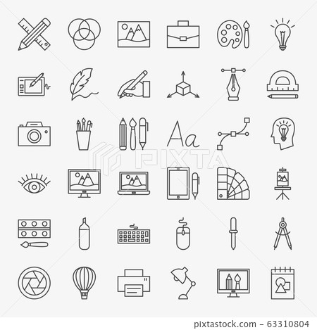Designer Line Icons Set 63310804
