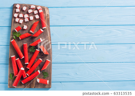Crab sticks from fish protein Crab sticks from fish protein 63313535