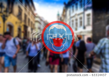 Stop COVID-19. Coronavirus is coming to European city. Be ready to use protective or medical antivirus, antibacterial mask, healthcare. Caution Stop COVID-19. Coronavirus is coming to European city. Be ready to use protective or medical antivirus, antibacterial mask, healthcare. Caution 63314437