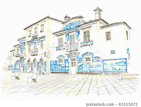 European cityscape, Portugal, Aveiro station, Azulejo station building European cityscape, Portugal, Aveiro station, Azulejo station building 63315072