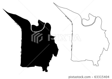 Grenoble City (French Republic, France) map vector Grenoble City (French Republic, France) map vector 63315404
