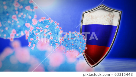 fight of the Russia with coronavirus - 3D render 63315448