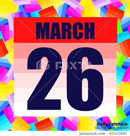 March 26 icon. For planning important day. Banner for holidays and special days. March twenty six. 63315685