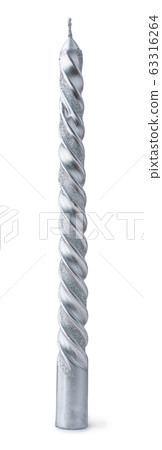 Front view of silver twisted taper candle Front view of silver twisted taper candle 63316264