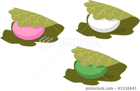Illustration material Kashiwa mochi Kashiwa mochi Japanese sweet Sweets Dessert Vector 63316841
