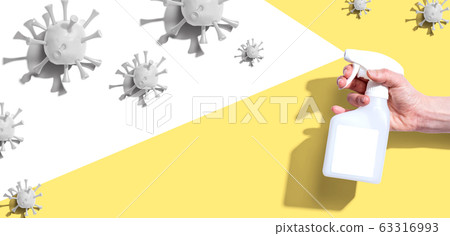 Spray bottle with epidemic influenza concept 63316993
