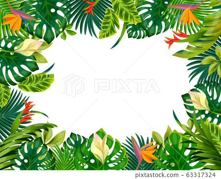 Cartoon plant frame. Liana branches and tropical leaves, game border of plants isolated on white background. Vector jungle game screen with space for text Cartoon plant frame. Liana branches and tropical leaves, game border of plants isolated on white background. Vector jungle game screen with space for text 63317324