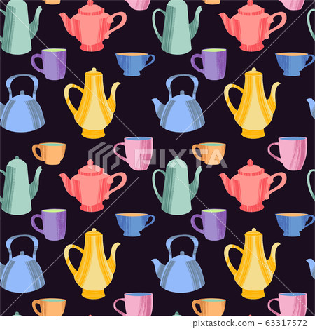 Kitchen seamless pattern of decorative colorful... - Stock Illustration ...