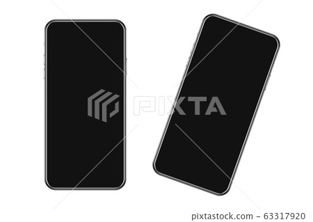 Model of a modern smartphone with a black screen for hand holding. Model of a modern smartphone with a black screen for hand holding. 63317920