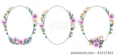 Oval frame of wildflowers for a wedding. Oval frame of wildflowers for a wedding. 63317993